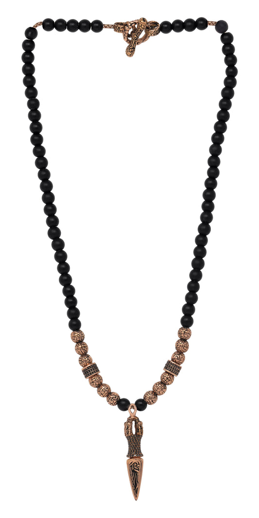 Black Diamond Rose Gold Dagger Beaded Necklace