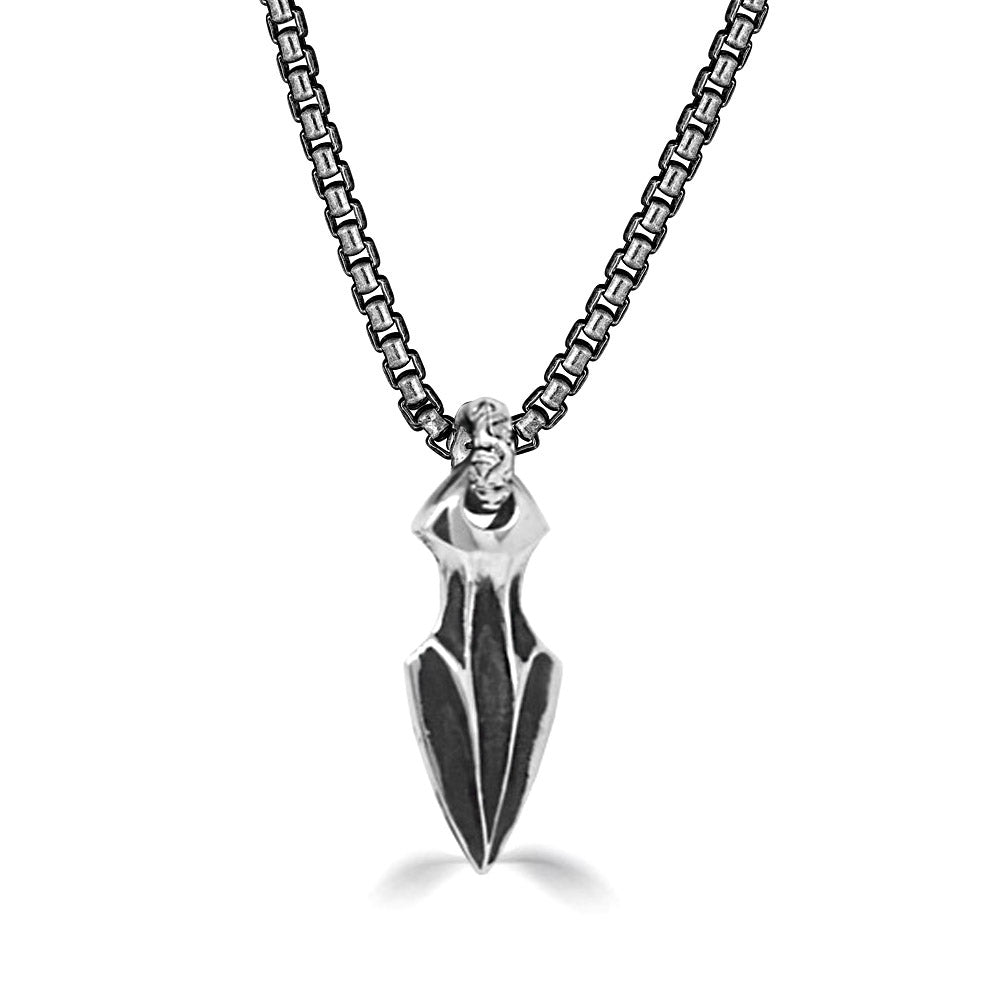 Oxidized Arrowhead Pendant Necklace In Sterling Silver