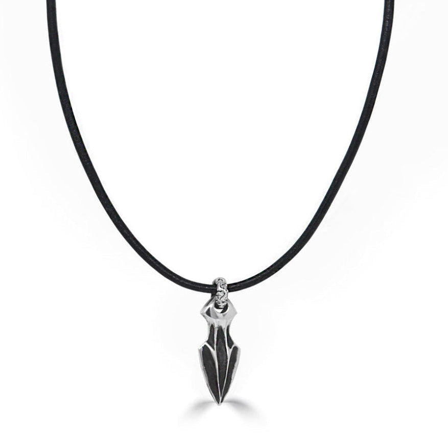Oxidized Arrowhead Pendant Leather Cord Necklace