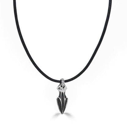 Oxidized Arrowhead Pendant Leather Cord Necklace