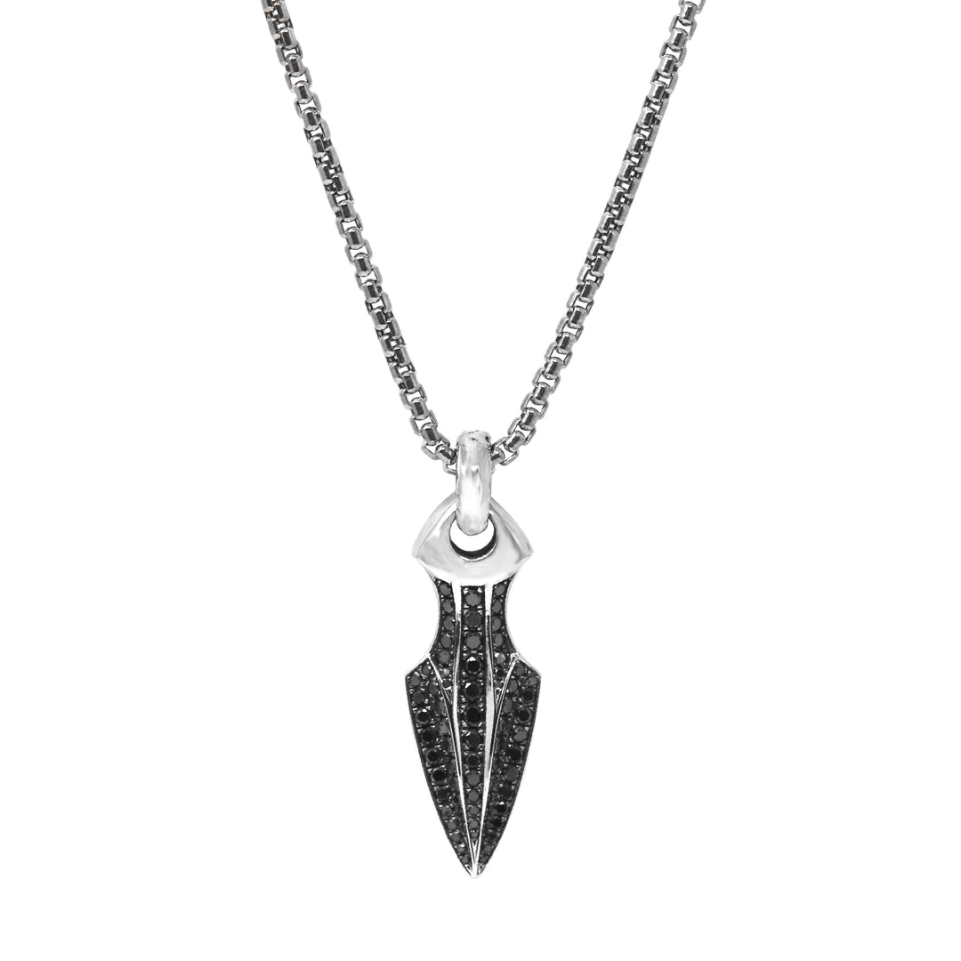 Black Diamond Arrowhead Pendant Necklace