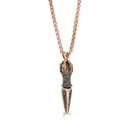 Black Diamond KeyDesign Dagger Pendant Necklace In Rose Gold