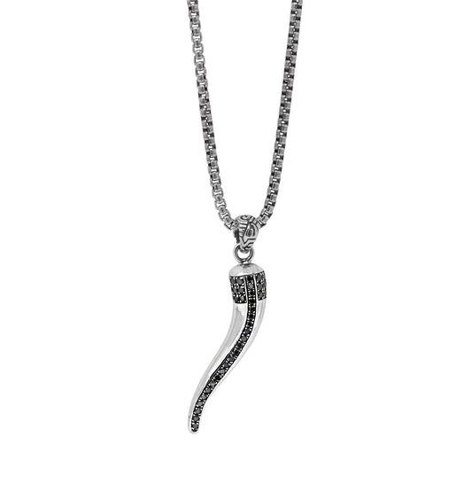 Black Diamond Horn Pendant Necklace