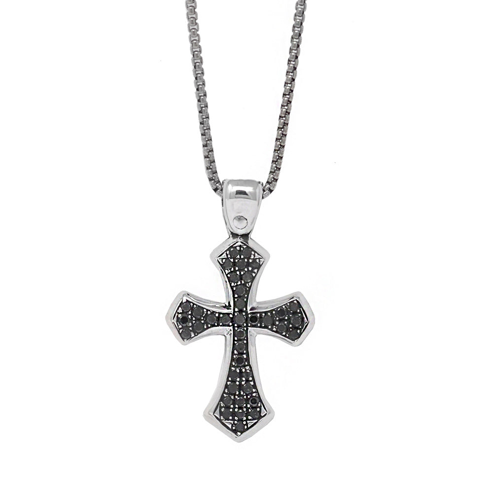 Black Diamond Celestial Cross Pendant Necklace