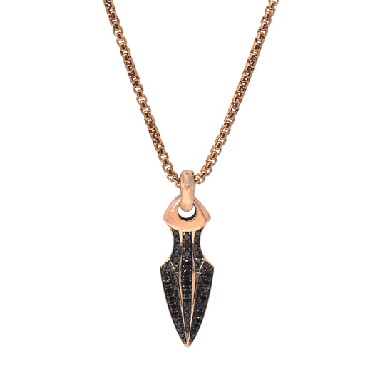 Rose Gold & Black Diamond Arrowhead Necklace