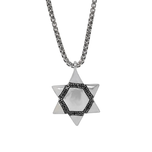 Black Diamond Hex-Core Star Of David Pendant Necklace