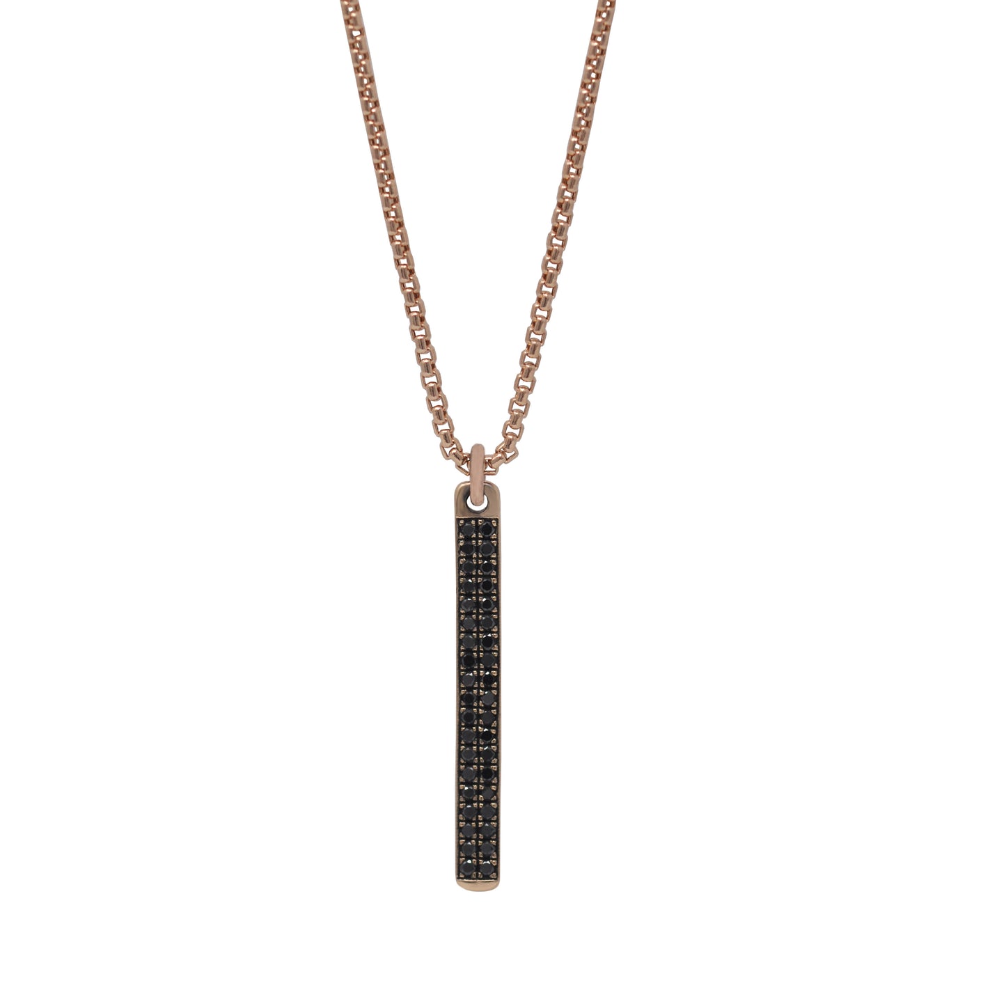 Diamond Bar Pendant Necklace In Rose Gold