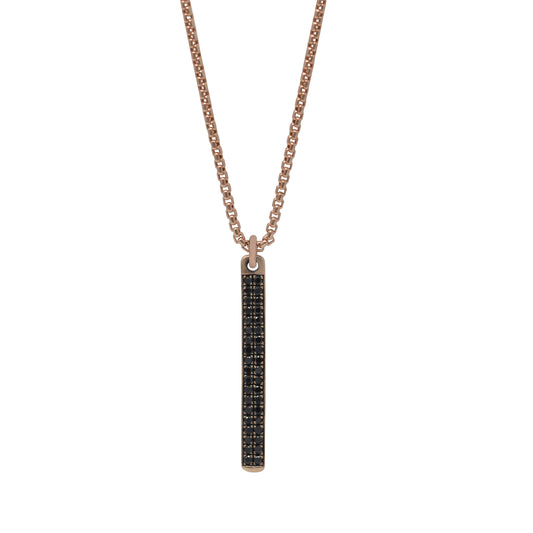 Diamond Bar Pendant Necklace In Rose Gold