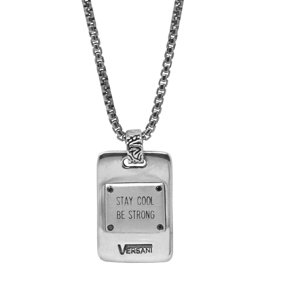 Black Diamond Stay Cool Be Strong Pendant Necklace