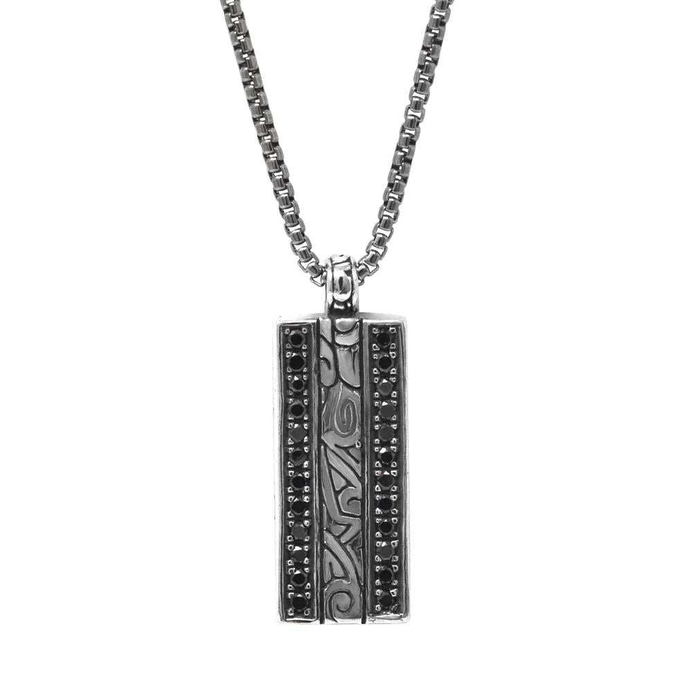 Black Diamond KeyDesign Rectangle Tag Pendant Necklace