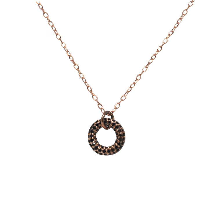 Mini Black Diamond Circle Pendant Necklace