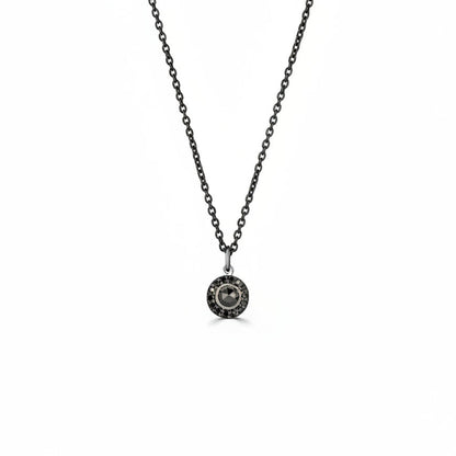 Mini Black Diamond Halo Pendant Necklace