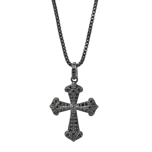 Black Diamond Celestial Cross Pendant Necklace