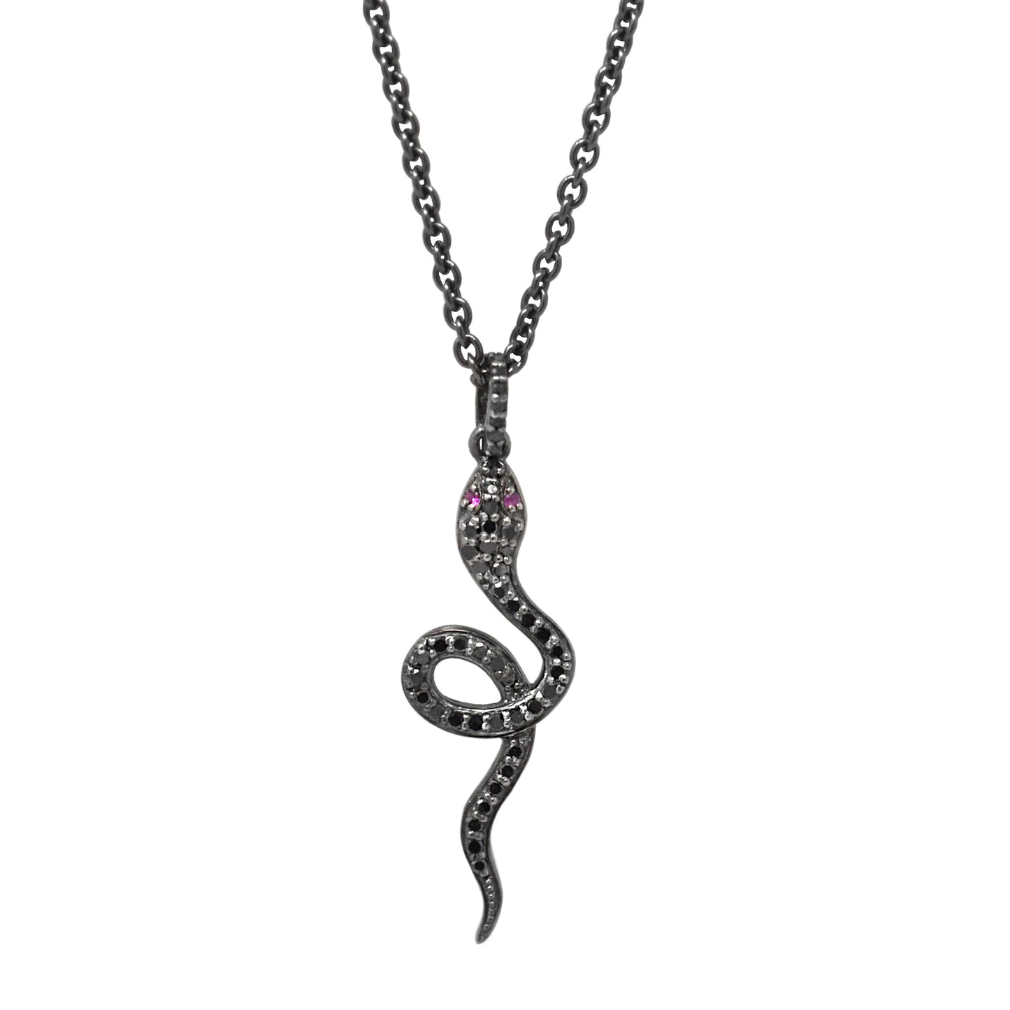 Black Diamond Long Snake Pendant Necklace