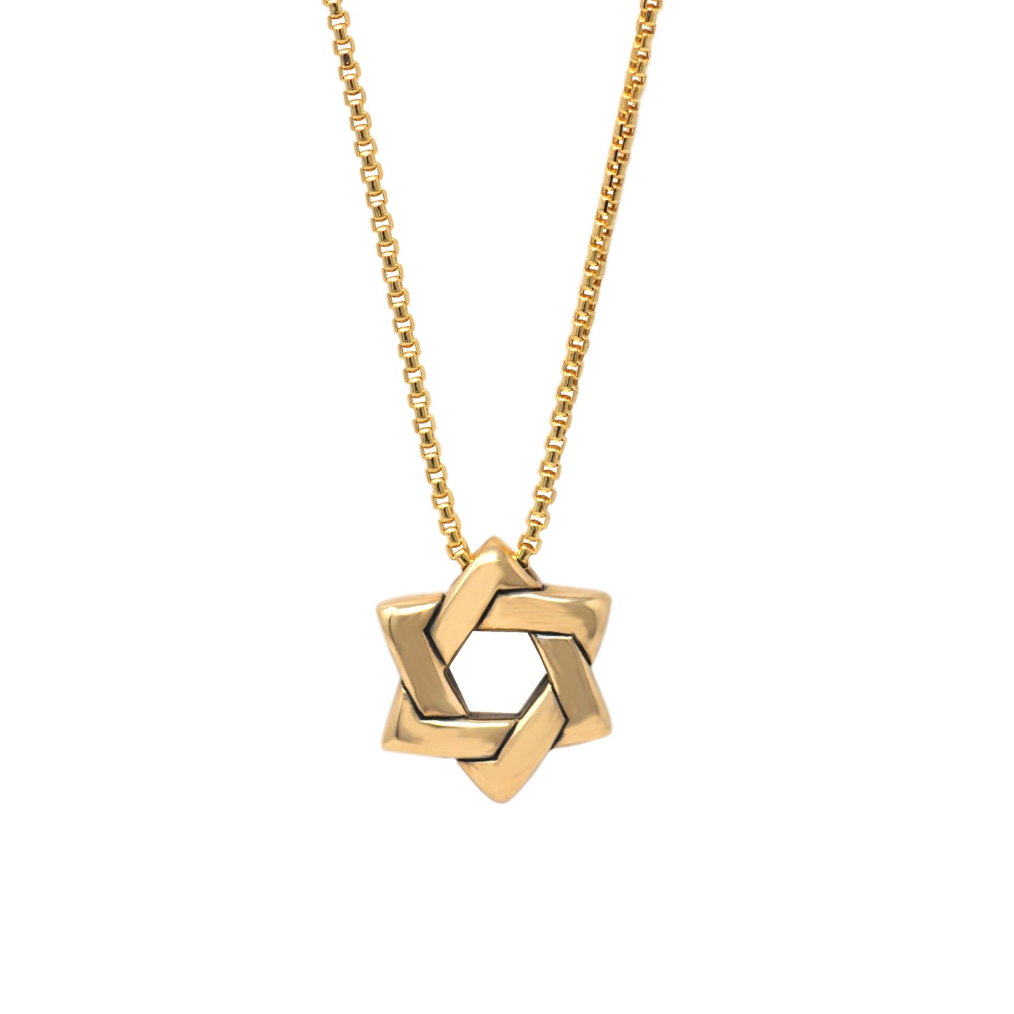 Gold Interlocking Star of David Pendant Necklace