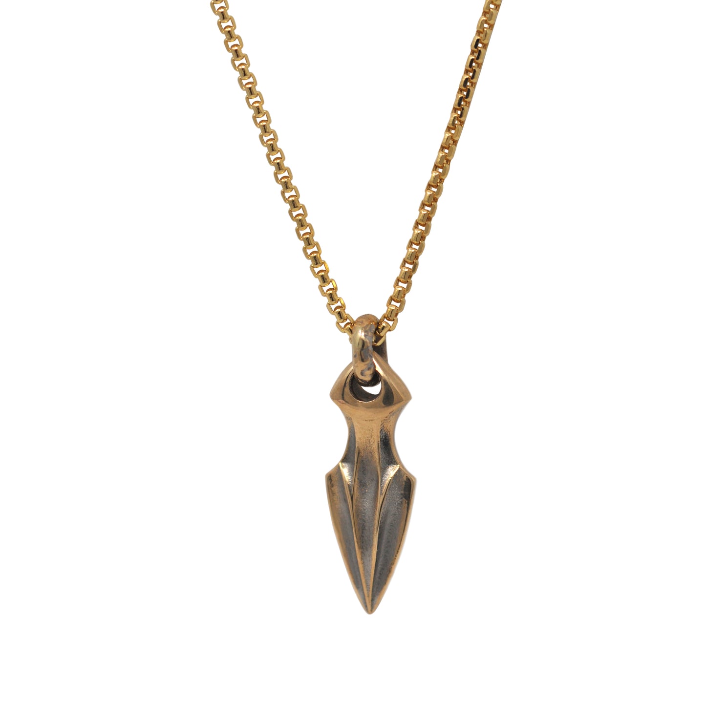 Oxidized Gold Arrowhead Pendant Necklace