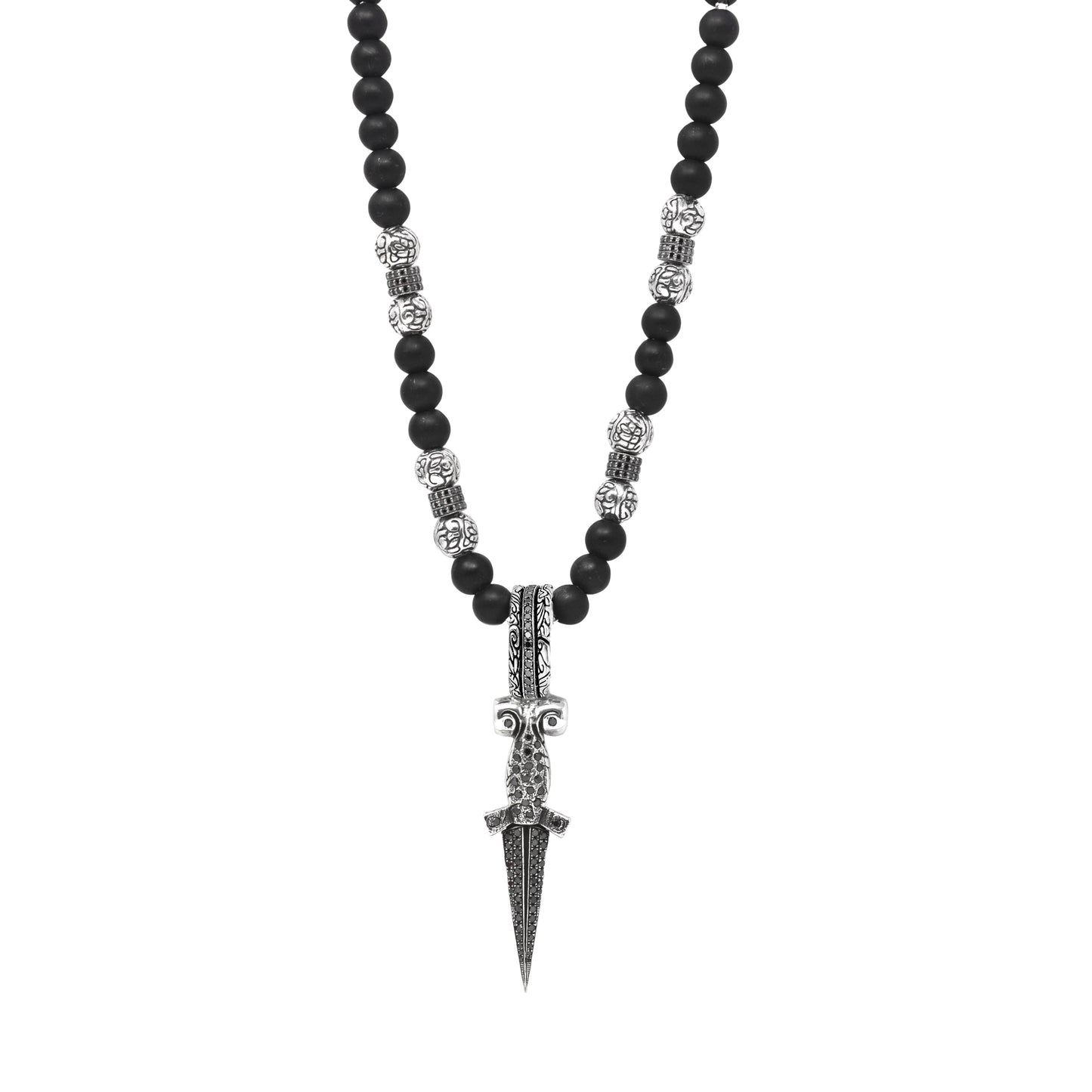 Black Diamond Sword Beaded Necklace