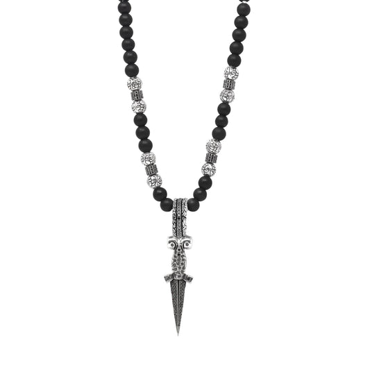 Black Diamond Sword Beaded Necklace