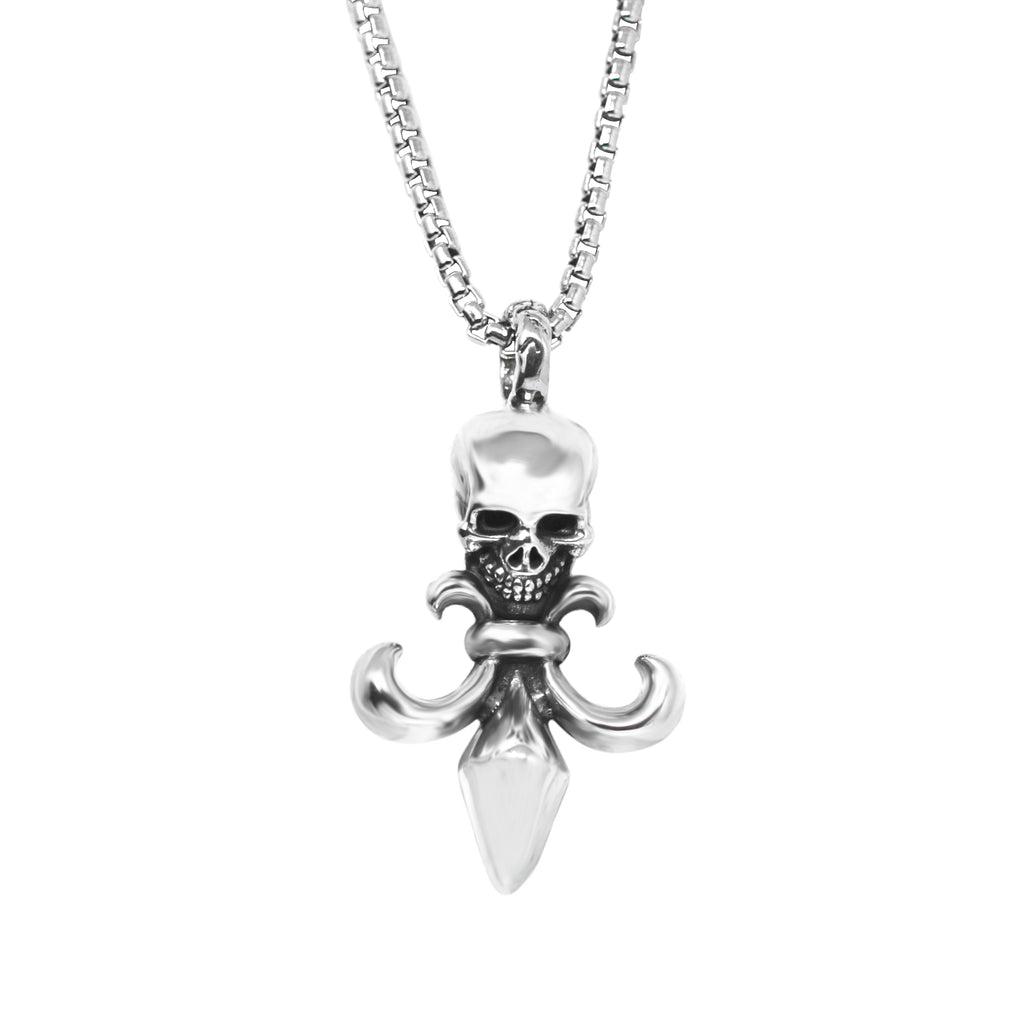 Skull Fleur De Lis Pendant Necklace – Versani