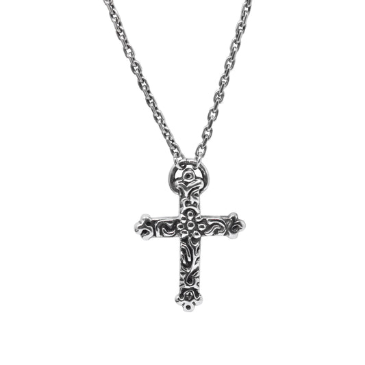 KeyDesign Filigree Cross Pendant Necklace In Sterling Silver