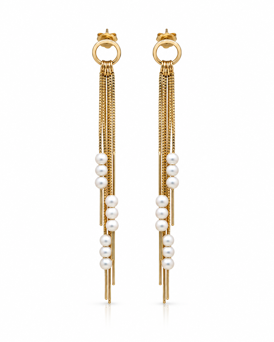 Pearl Tassel Earrings In Gold