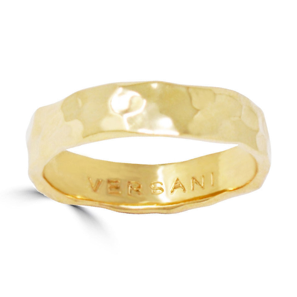 Hammered Band Ring In Gold