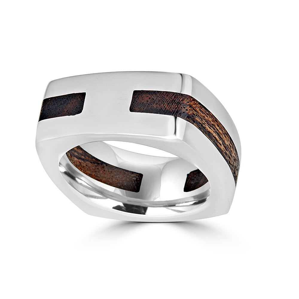 Thick Square Wood Inlay Ring