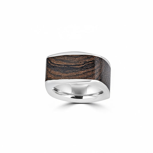 Wide Square Wood Inlay Ring