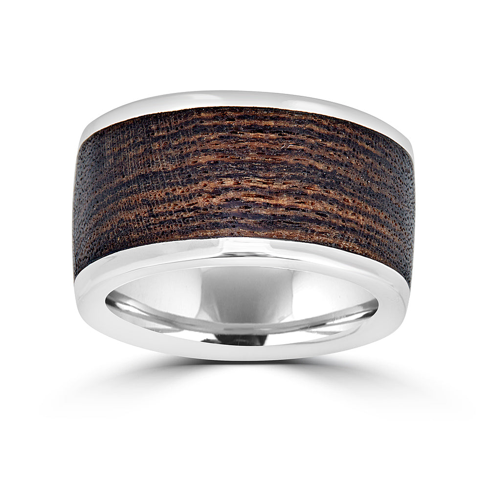 Wide Round Wood Inlay Ring