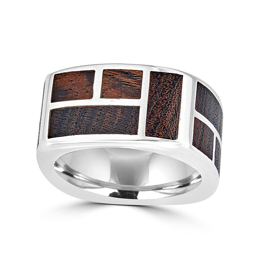 Square Wood Inlay Tetris Ring