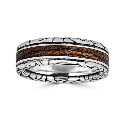 Thin Round KeyDesign Wood Inlay Ring