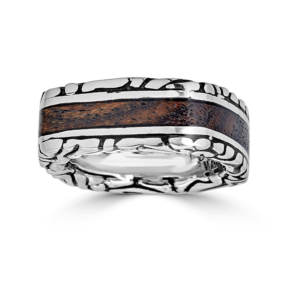 Thin Square KeyDesign Wood Inlay Ring