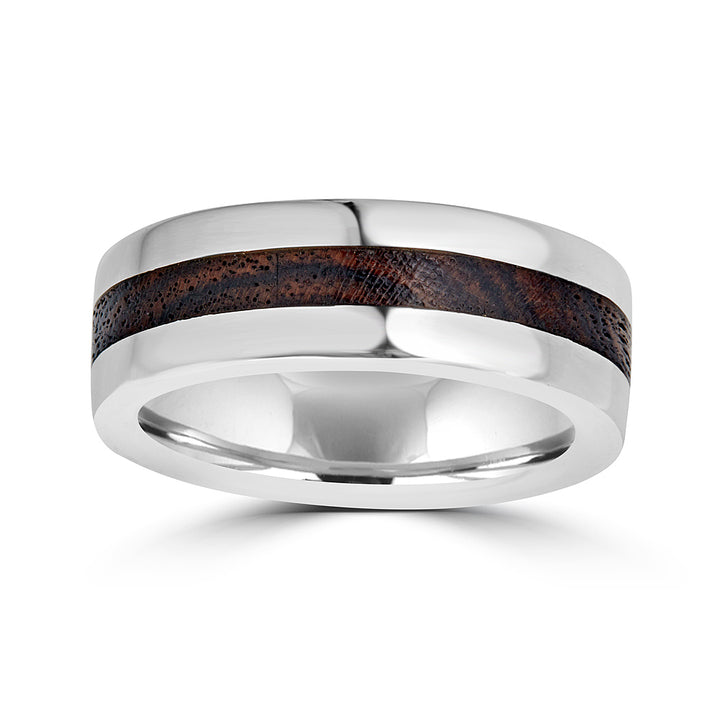 Wide Wood Inlay Band Ring