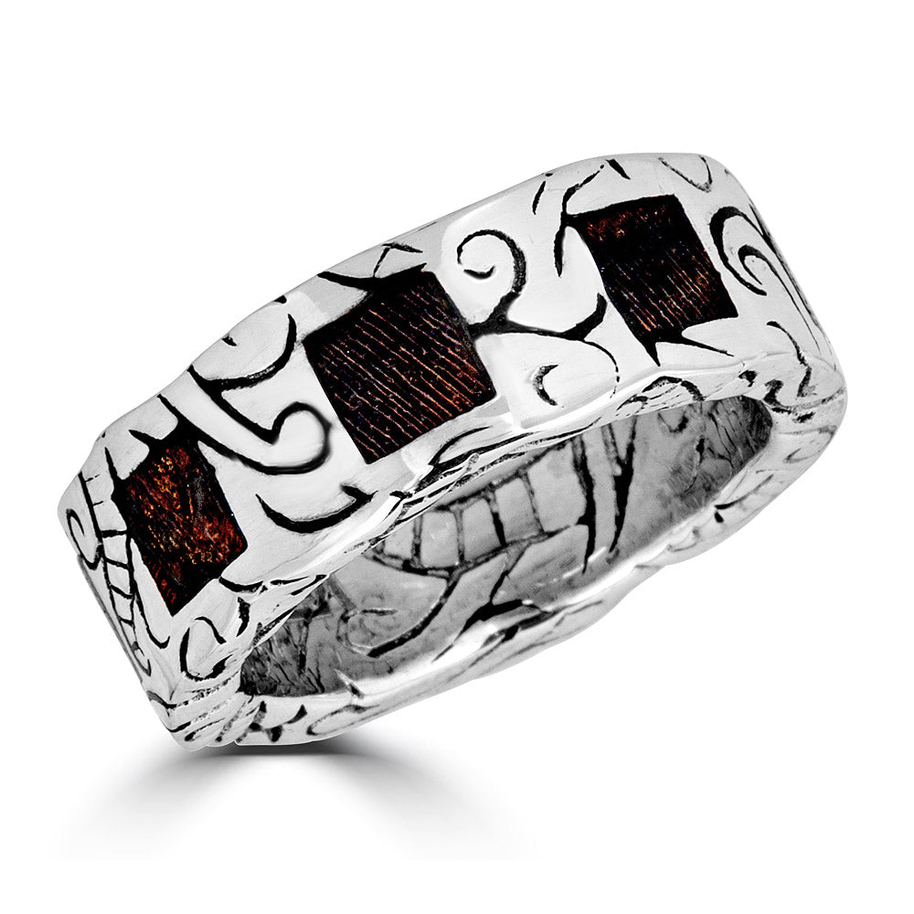 KeyDesign Wood Inlay Squares Ring