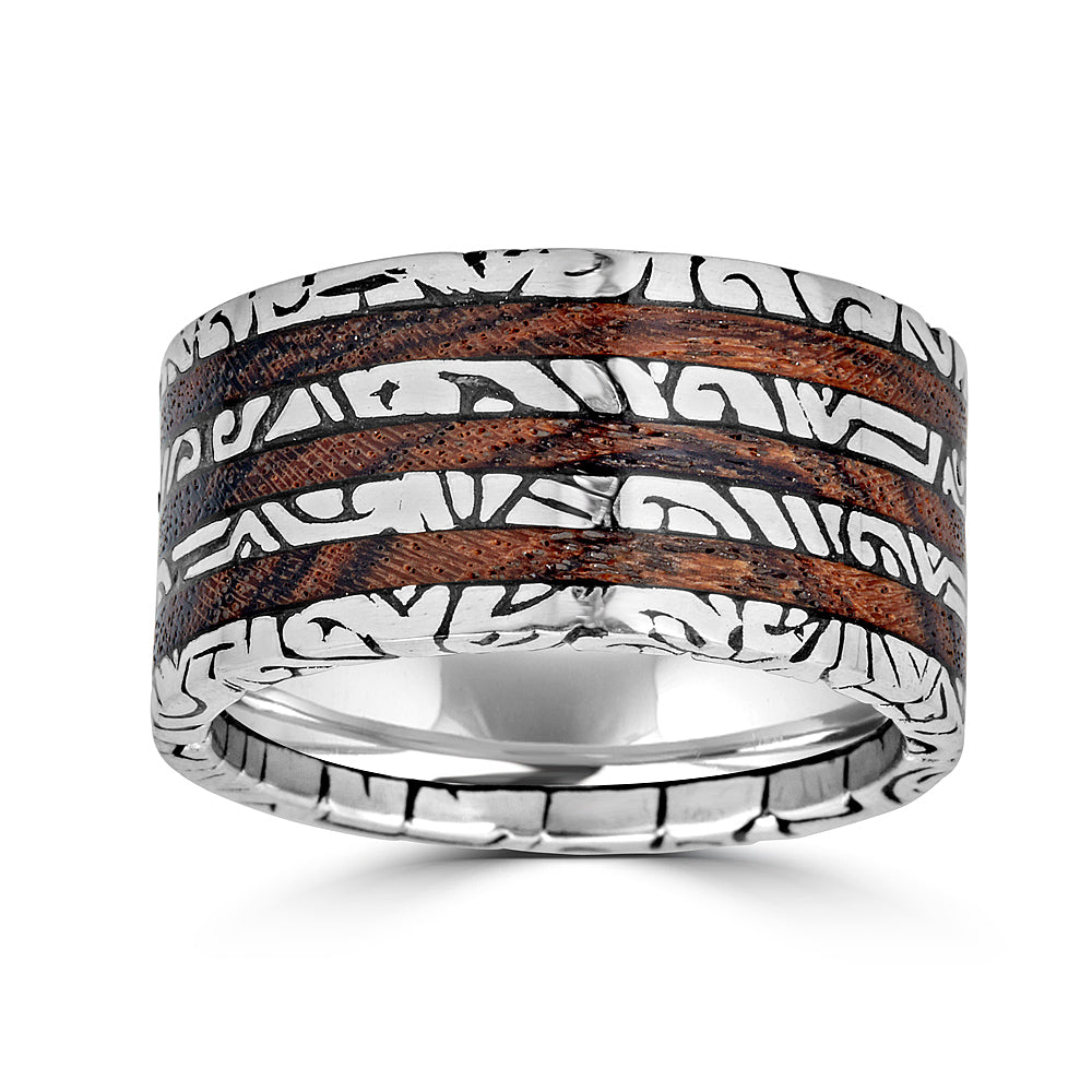 KeyDesign Three Row Wood Inlay Ring