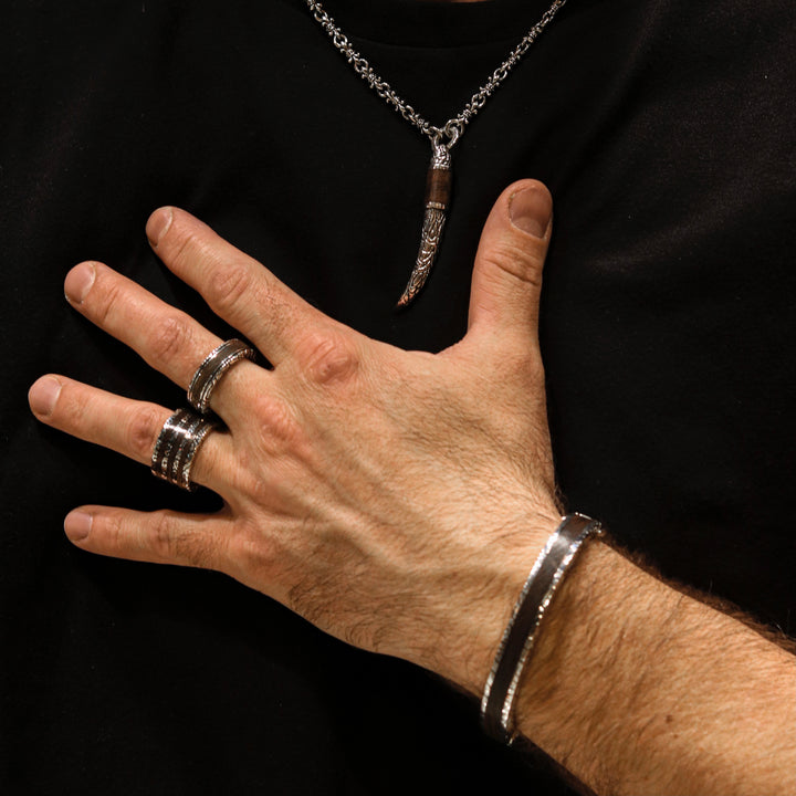 KeyDesign Three Row Wood Inlay Ring