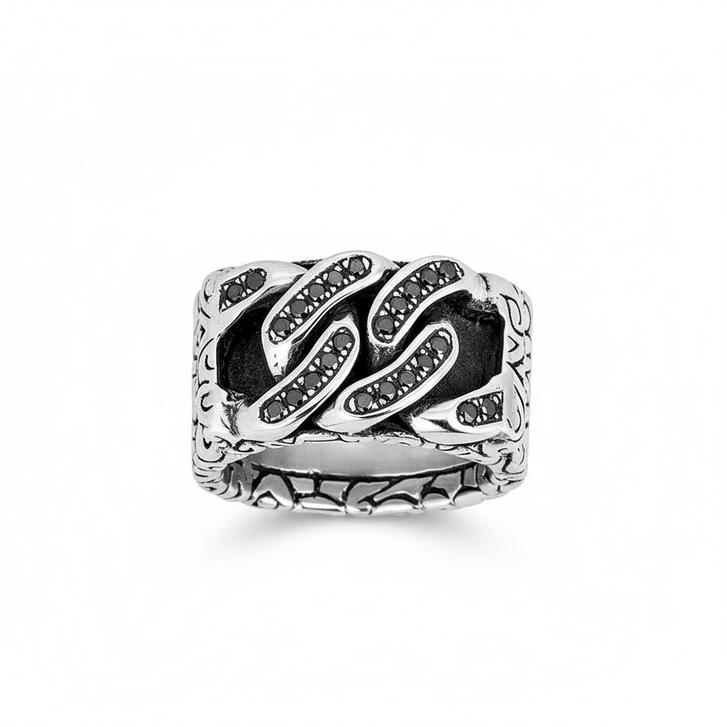 Black Diamond Cuban Link KeyDesign Ring
