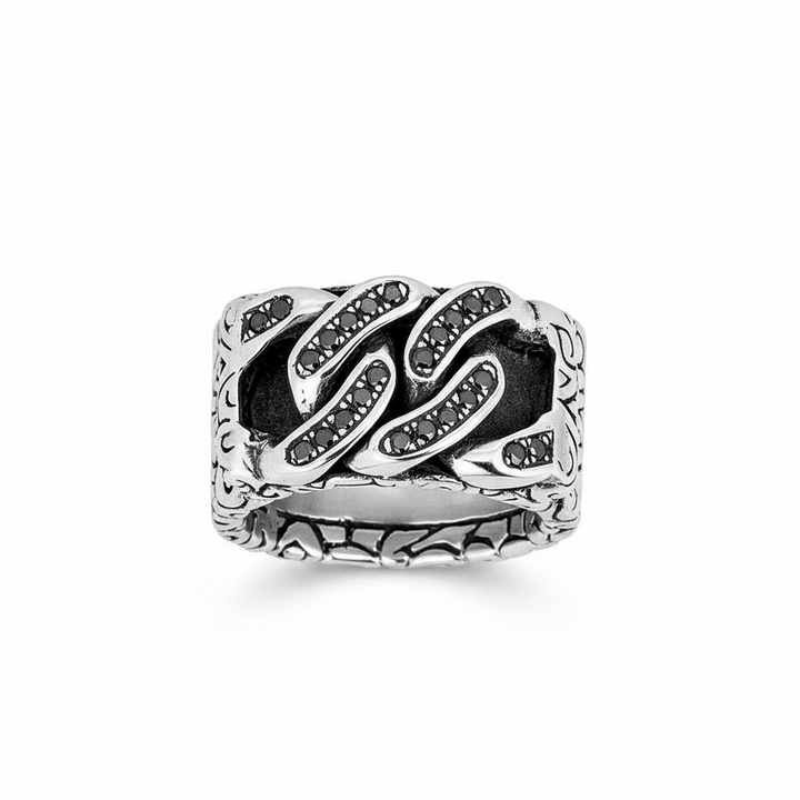 Black Diamond Cuban Link KeyDesign Ring