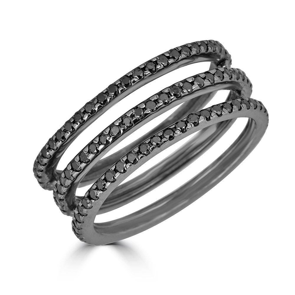 Three-Row Split Black Diamond Band