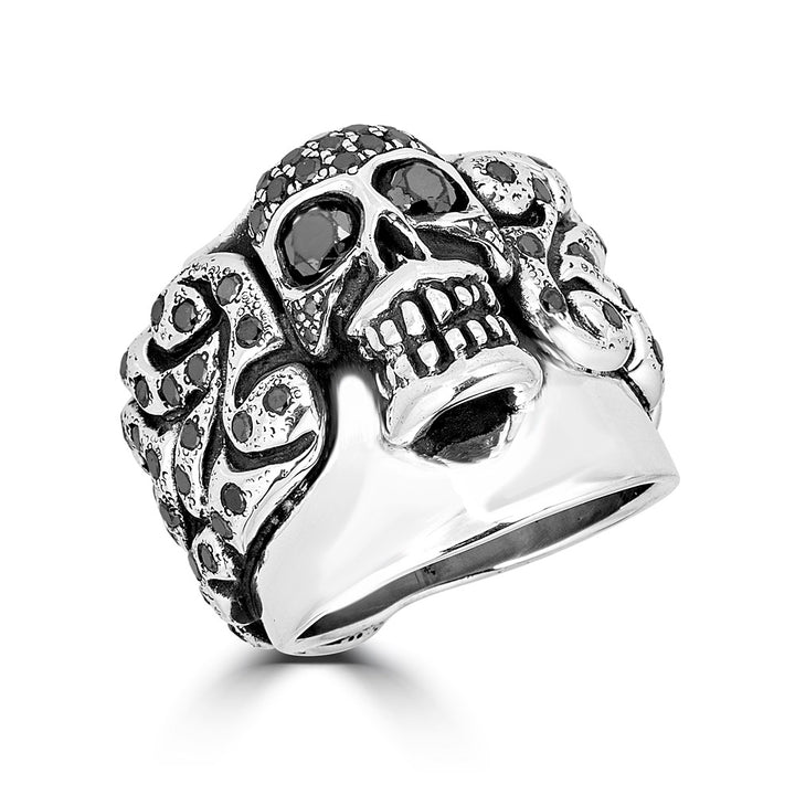 Wide KeyDesign Black Diamond Skull Ring