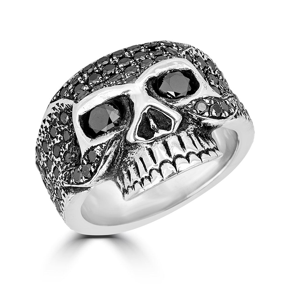 Black Diamond Flat Skull Ring