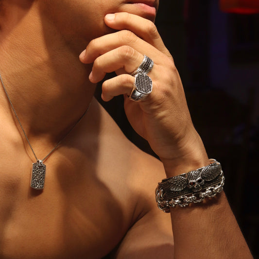 Black Diamond Square Top Sword Ring