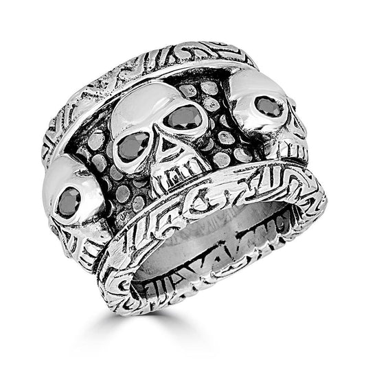 Skull Heads On Wide KeyDesign Band