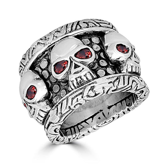 Skull Heads On Wide KeyDesign Band