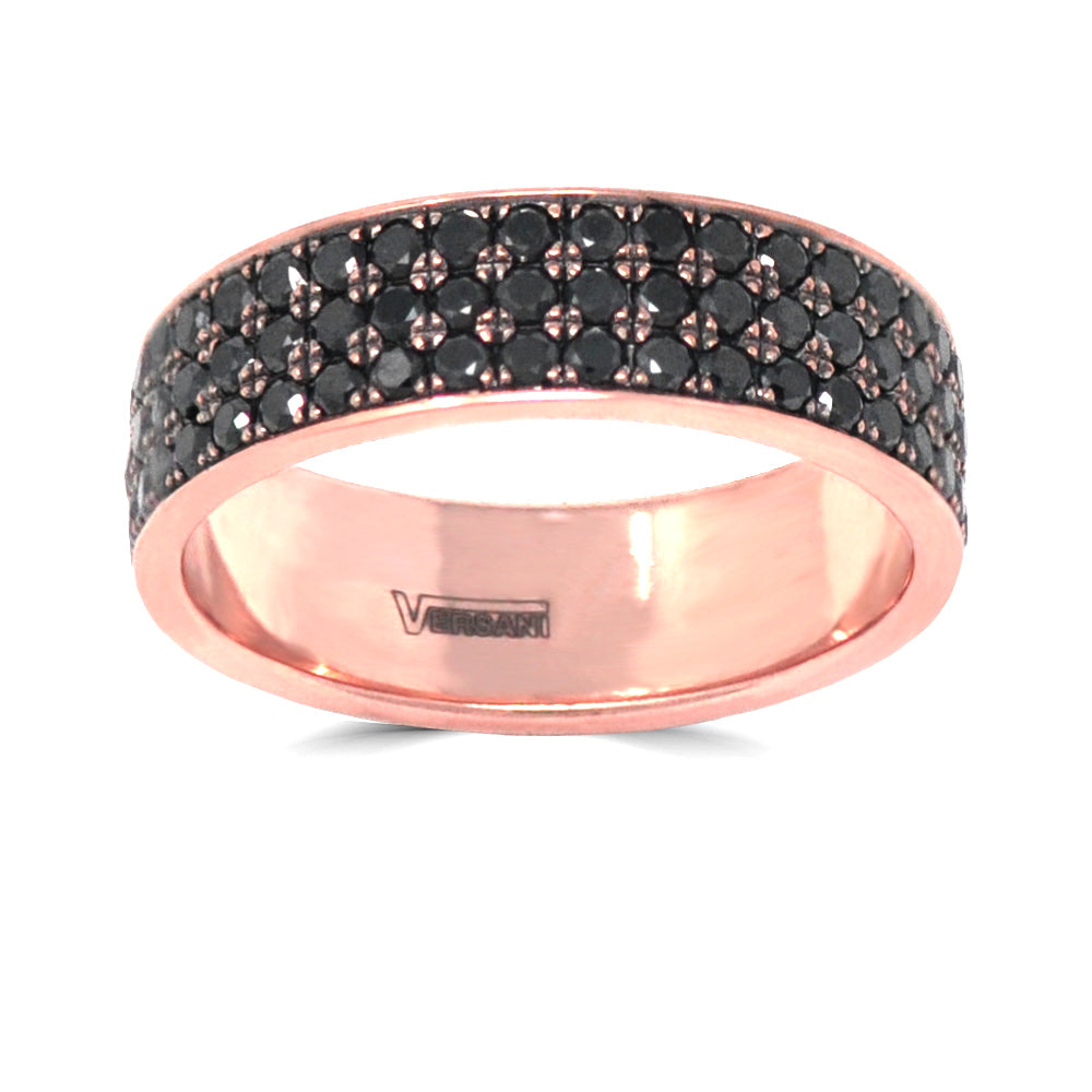 Black Diamond Triple Row Eternity Band In Rose Gold