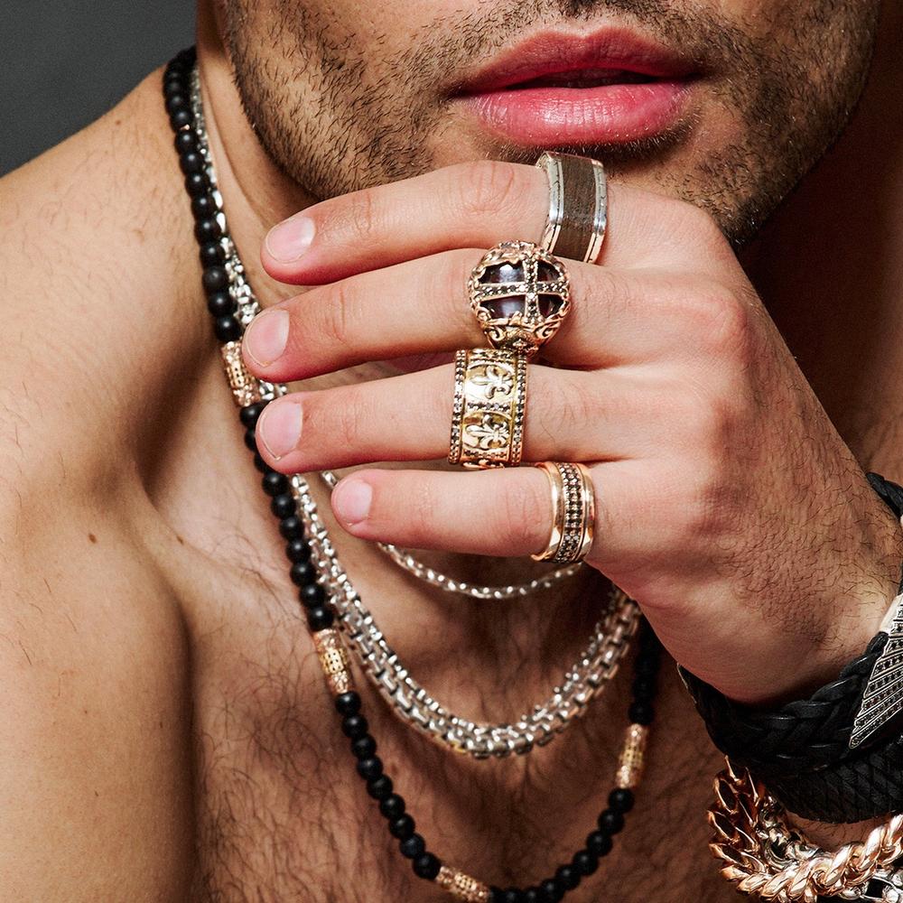 Black Diamond KeyDesign Cross Ring With Garnet In Rose Gold