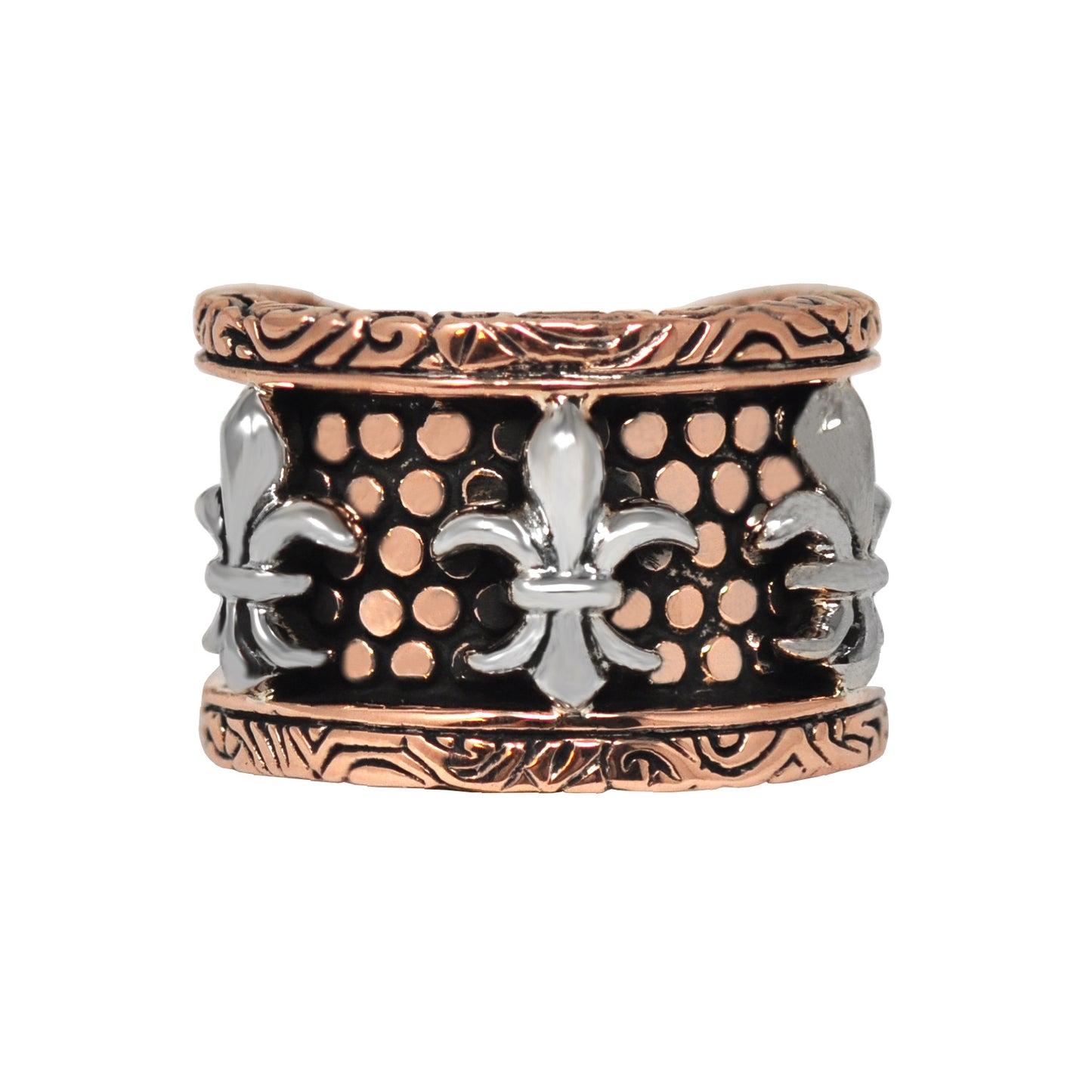 Wide KeyDesign Fleur De Lis Dotted Ring In Rose Gold