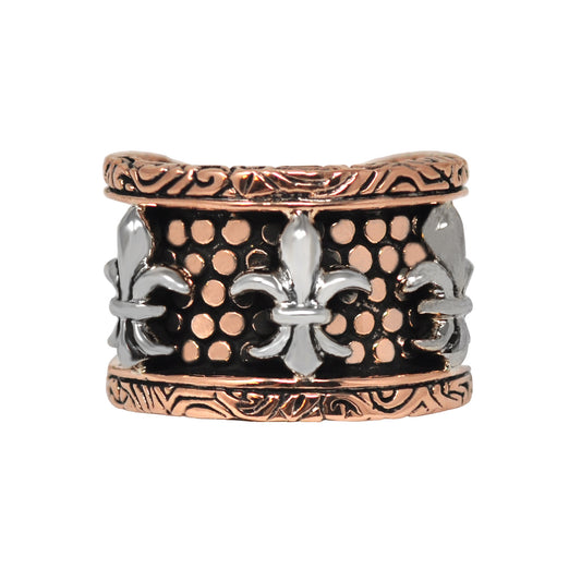 Wide KeyDesign Fleur De Lis Dotted Ring In Rose Gold