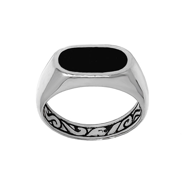 Oval Onyx Signet Ring with KeyDesign Inlay | Versani