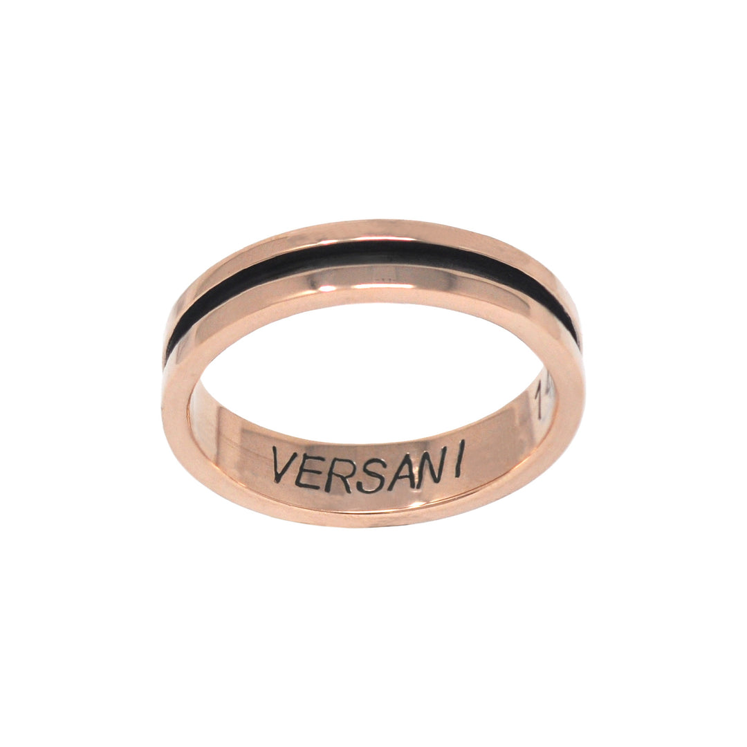 Ridged Oxidized Band Ring In Rose Gold